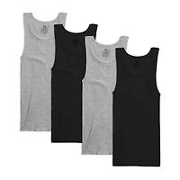 Fruit of the Loom Premium Cotton Mens Round Neck Sleeveless 4 Pack Tank
