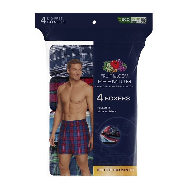 Fruit of the Loom Premium Cotton Mens 4 Pack Boxers Jc4p591