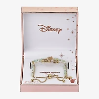 Disney Classics Ohana Beaded Womens Cubic Zirconia Flower Lilo & Stitch Bolo Bracelet