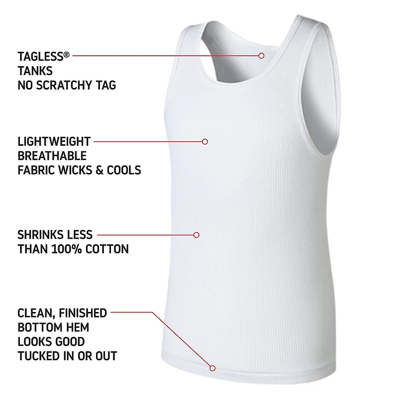 Hanes Ultimate Little & Big Boys 5 Pack U Neck Lightweight Tank