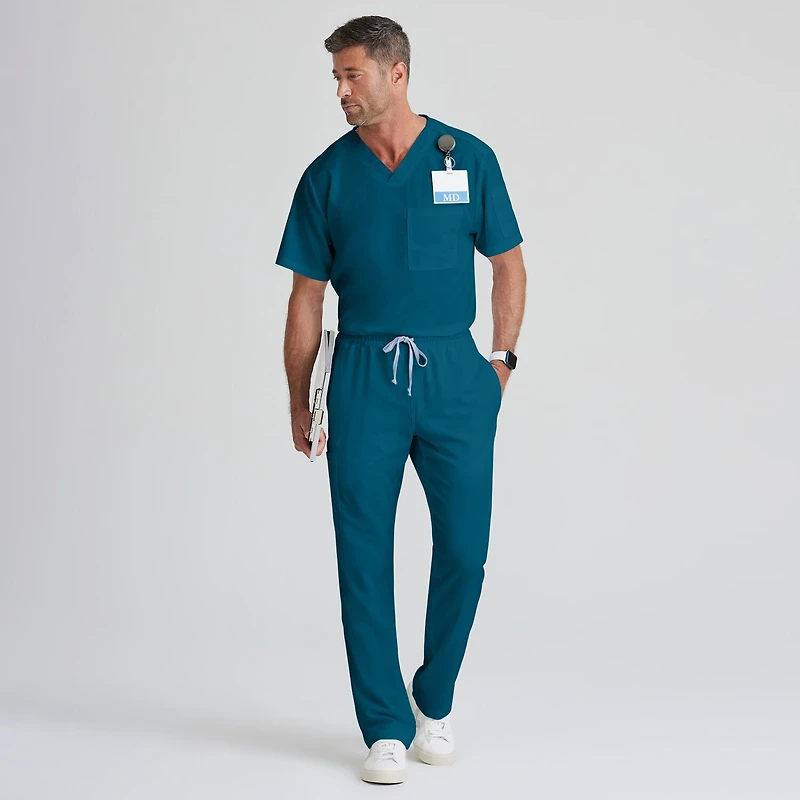 Grey's Anatomy™ by Barco Classic Grt091 Evan 2-Pocket Mens Big and Tall V Neck Short Sleeve Moisture Wicking Scrub Top