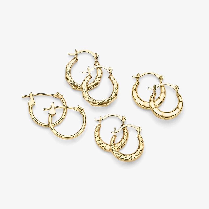 Womens 14K Gold 12mm Round Hoop Earrings