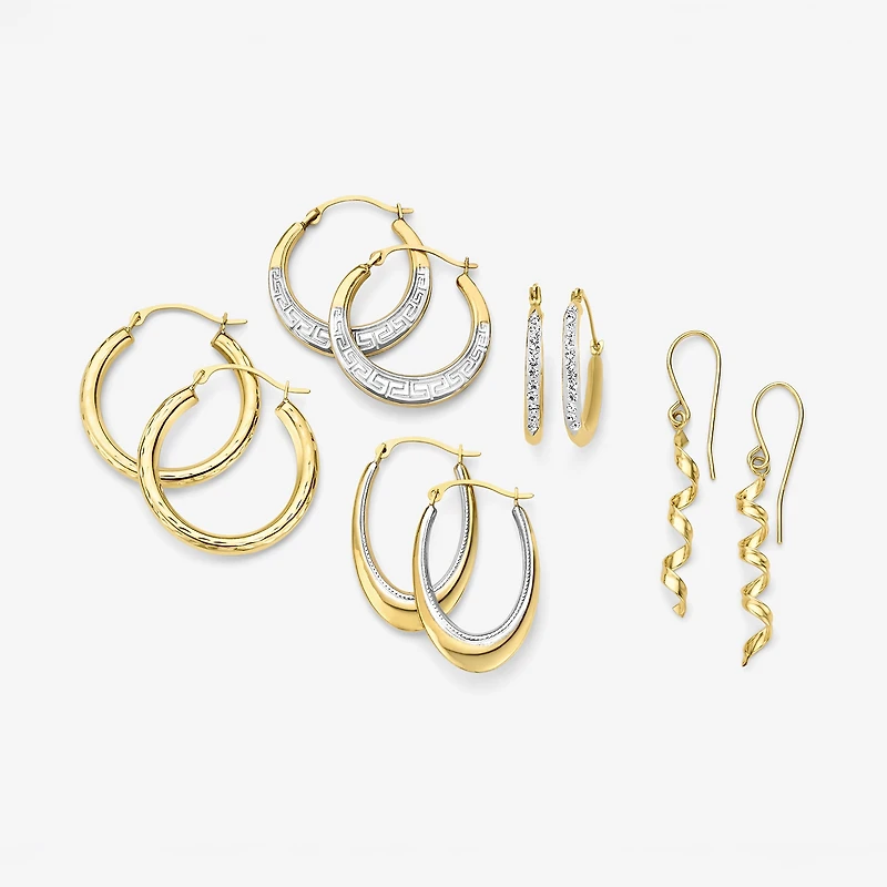 Womens White Crystal 10K Gold 18mm Round Hoop Earrings