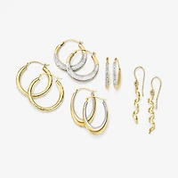 Womens White Crystal 10K Gold 18mm Round Hoop Earrings