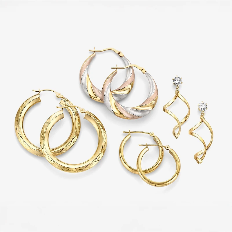 Womens Lab Created Cubic Zirconia 14K Gold Drop Earrings