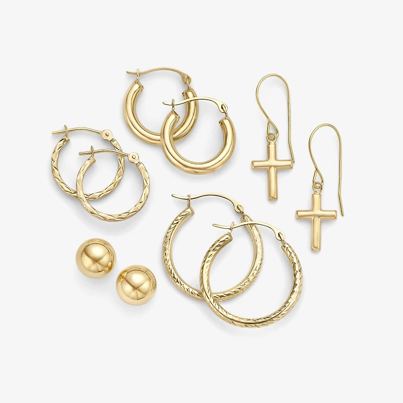 Womens 14K Gold 15mm Round Hoop Earrings
