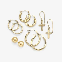 Womens 14K Gold 15mm Round Hoop Earrings