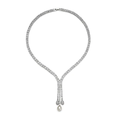 Cultured Freshwater Pearl and Cubic Zirconia Bridal Necklace