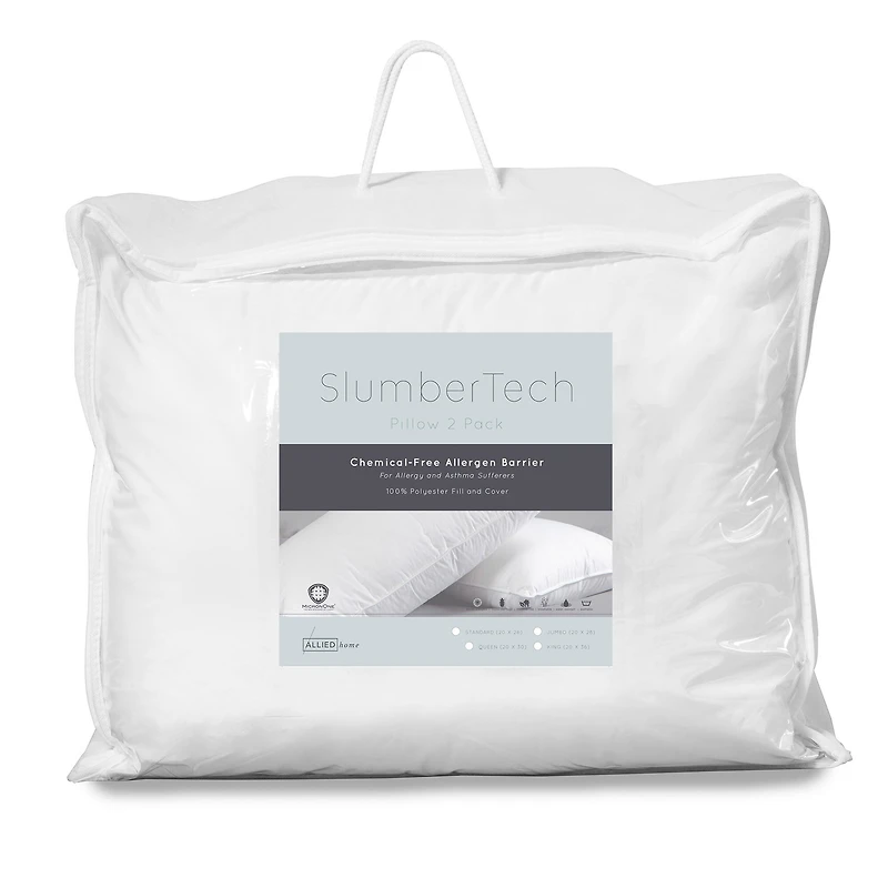 Allied Home Allergen Barrier 2-Pack Medium Density Pillow