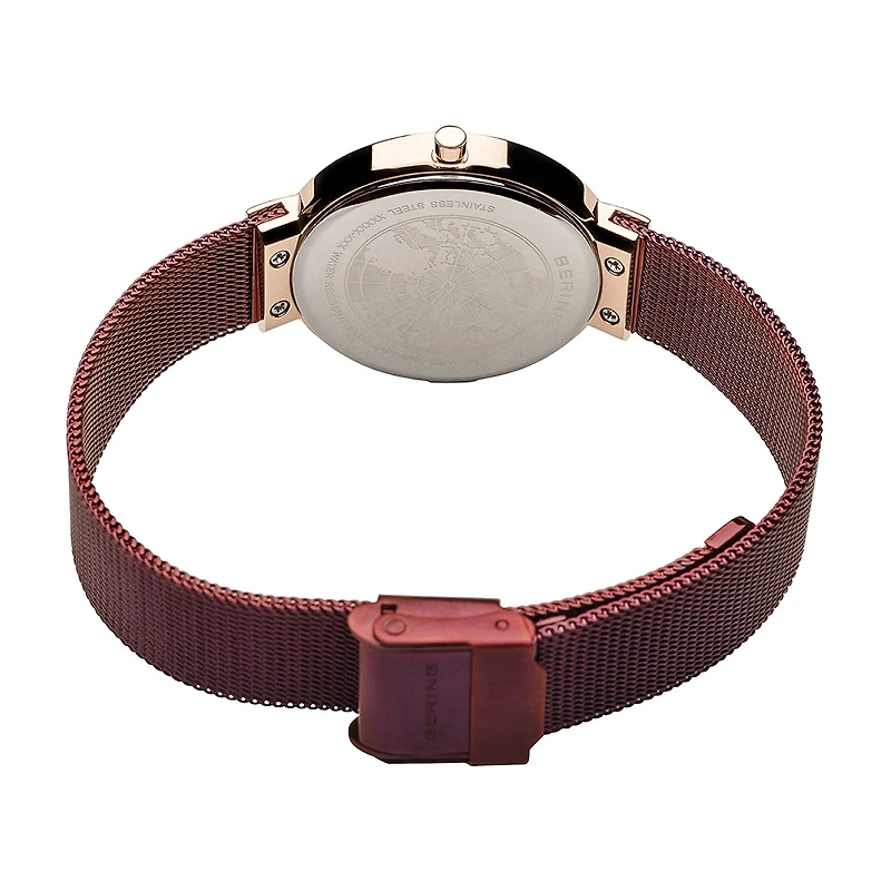 Bering Womens Red Stainless Steel 2-pc. Watch Boxed Set 14531-363g