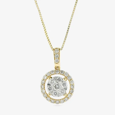 Womens 1/2 CT. T.W. Natural White Diamond 14K or Yellow Gold Round Pendant Necklace