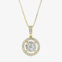 Womens 1/2 CT. T.W. Natural White Diamond 14K or Yellow Gold Round Pendant Necklace