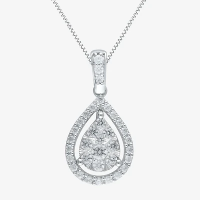Womens 1/2 CT. T.W. Natural White Diamond 14K Gold Pear 18 Inch Pendant Necklace