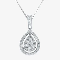 Womens 1/2 CT. T.W. Natural White Diamond 14K Gold Pear 18 Inch Pendant Necklace