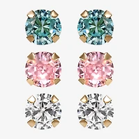 Girls 14K Gold Multicolor Cubic Zirconia 3-pr. Earring Set