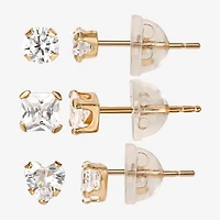 Childs 14K Gold Cubic Zirconia Stud Earring Set