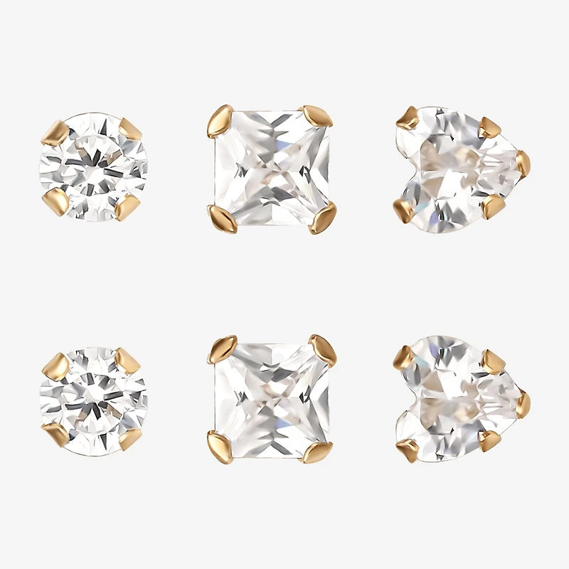 Childs 14K Gold Cubic Zirconia Stud Earring Set