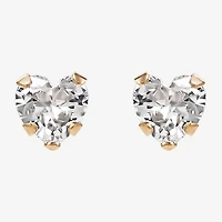Girls Cubic Zirconia Heart Stud Earrings