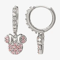 Disney Collection Pink Cubic Zirconia Sterling Silver 16.2mm Minnie Mouse Stud Earrings