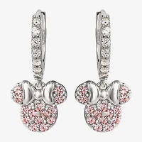 Disney Collection Pink Cubic Zirconia Sterling Silver 16.2mm Minnie Mouse Stud Earrings