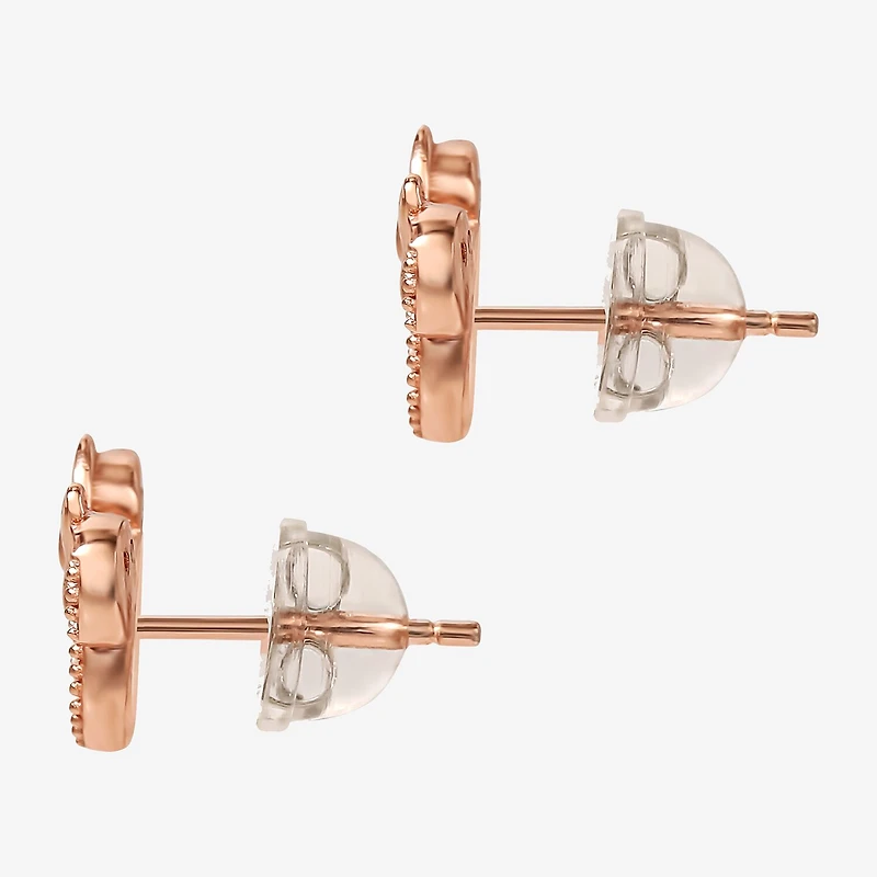 Disney Collection Cubic Zirconia 14K Gold Over Silver 8.9mm Minnie Mouse Stud Earrings