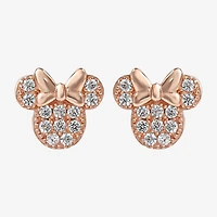 Disney Collection Cubic Zirconia 14K Gold Over Silver 8.9mm Minnie Mouse Stud Earrings
