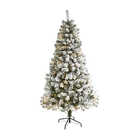 Nearly Natural 6 Foot Flocked Fir Christmas Tree