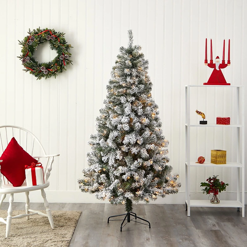Nearly Natural 6 Foot Flocked Fir Christmas Tree