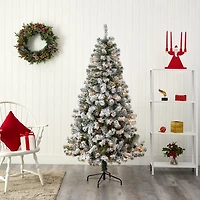 Nearly Natural 6 Foot Flocked Fir Christmas Tree