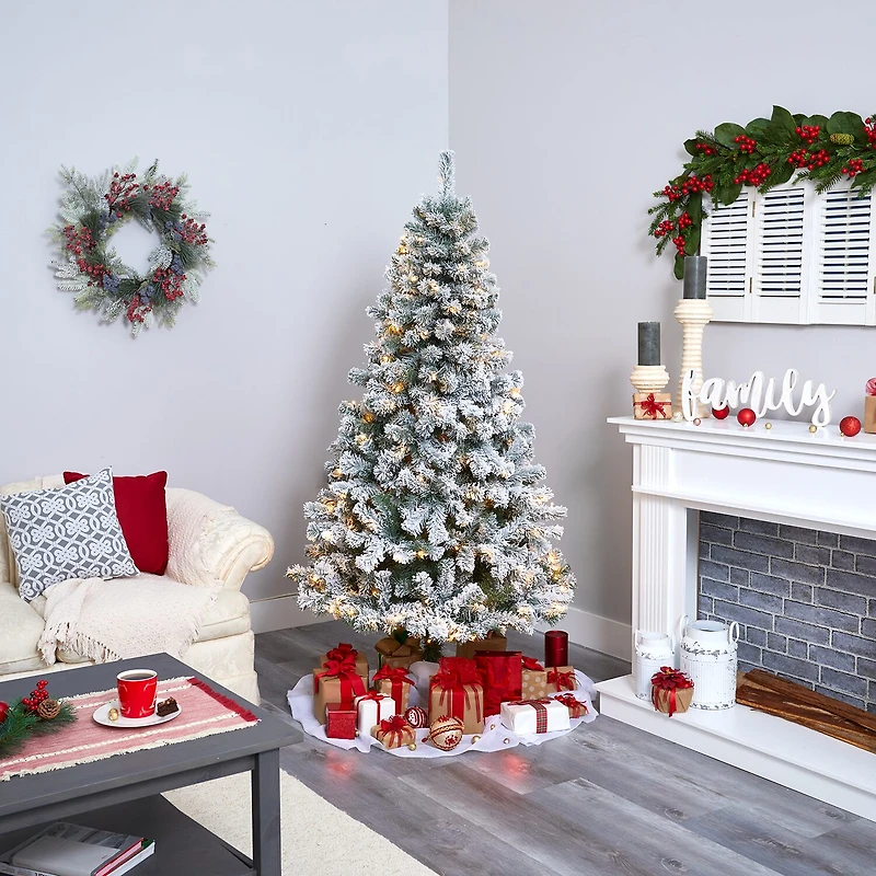 Nearly Natural 6 Foot Flocked Fir Christmas Tree