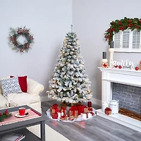 Nearly Natural 6 Foot Flocked Fir Christmas Tree