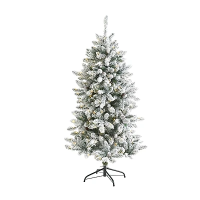 Nearly Natural 5 Foot Flocked Fir Christmas Tree