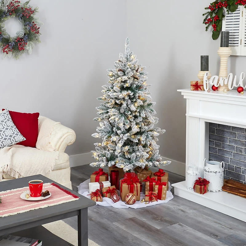 Nearly Natural 5 Foot Flocked Fir Christmas Tree