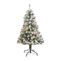 Nearly Natural 4 Foot Flocked Fir Christmas Tree