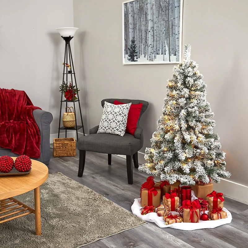 Nearly Natural 4 Foot Flocked Fir Christmas Tree