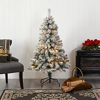 Nearly Natural 4 Foot Flocked Fir Christmas Tree