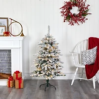 Nearly Natural 4 Foot Flocked Fir Christmas Tree
