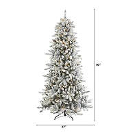Nearly Natural 7 1/2 Foot Flocked Fir Christmas Tree