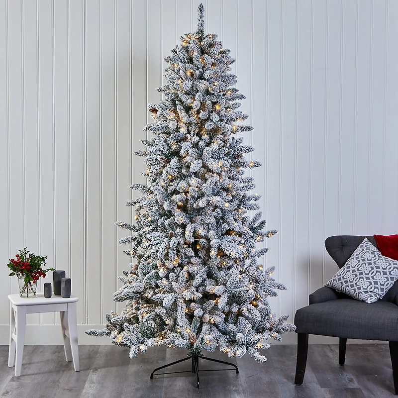 Nearly Natural 7 1/2 Foot Flocked Fir Christmas Tree