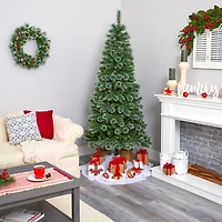 Nearly Natural 7 Foot Pre-Lit Pine Christmas Tree