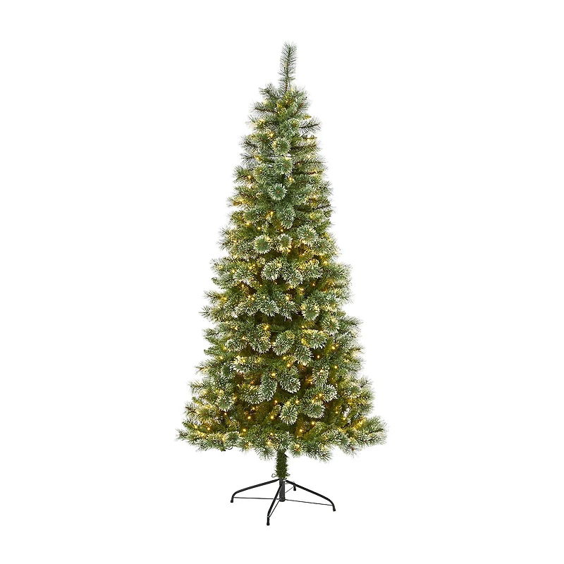 Nearly Natural 7 Foot Pre-Lit Pine Christmas Tree