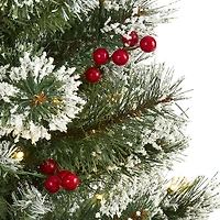 Nearly Natural 3 Foot Flocked Pine Pre-Lit Christmas Tree