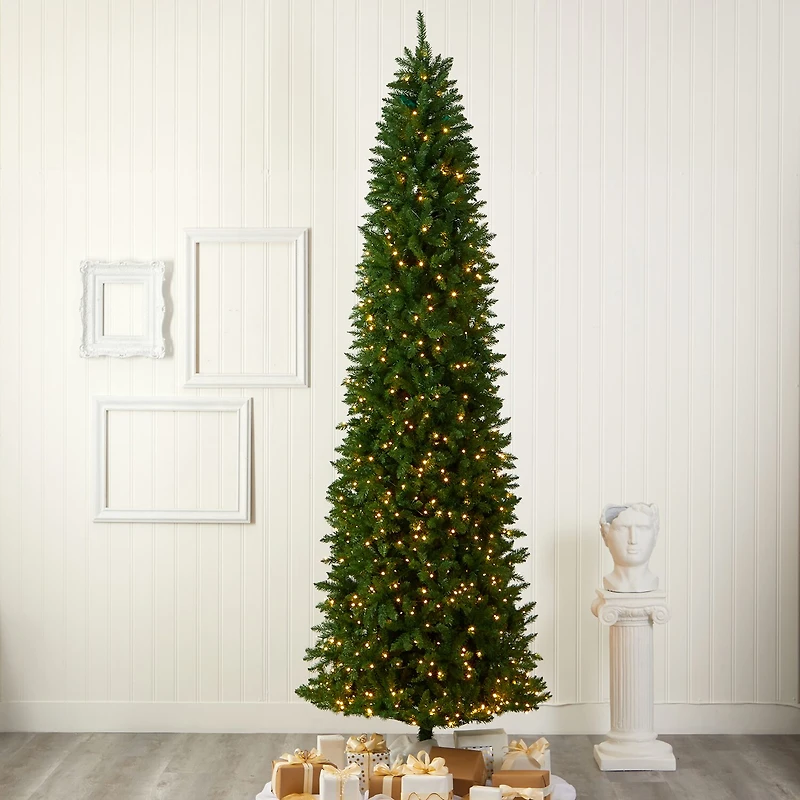 Nearly Natural 10 Foot Pre-Lit Pine Christmas Tree