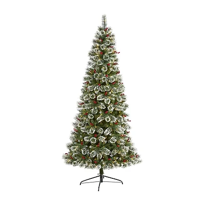 Nearly Natural 8 Foot Pre-Lit Pine Christmas Tree