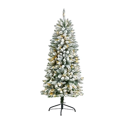 Nearly Natural 5 Foot Flocked Fir Christmas Tree