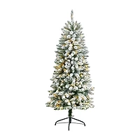 Nearly Natural 5 Foot Flocked Fir Christmas Tree