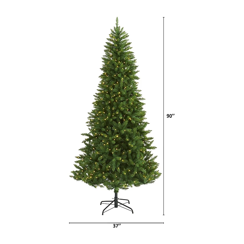 Nearly Natural 7 1/2 Foot Pre-Lit Fir Christmas Tree