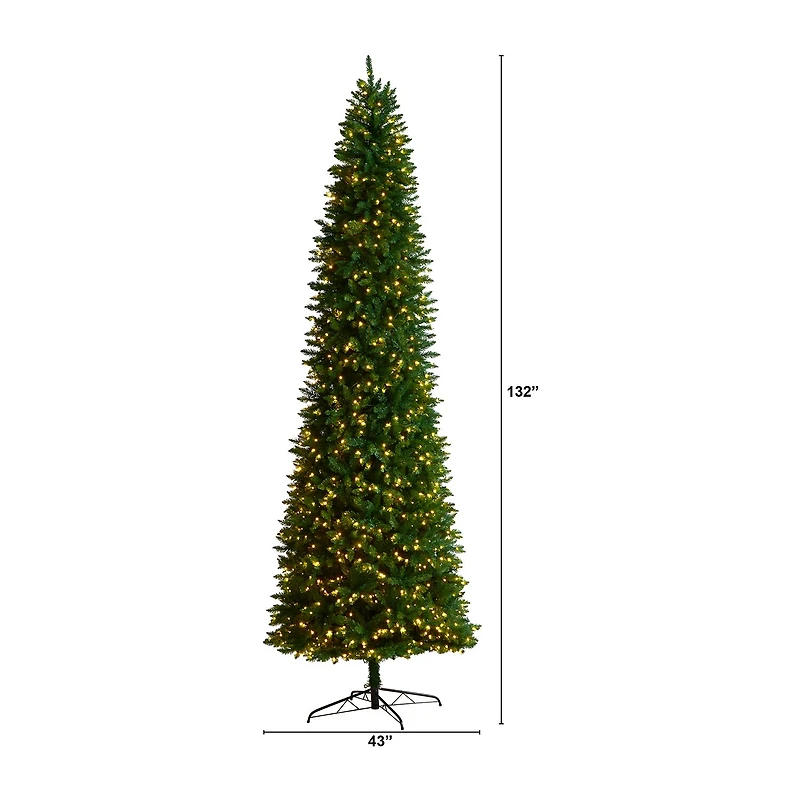 Nearly Natural 11 Foot Pre-Lit Pine Christmas Tree