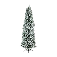 Nearly Natural 9 Foot Flocked Fir Pre-Lit Christmas Tree