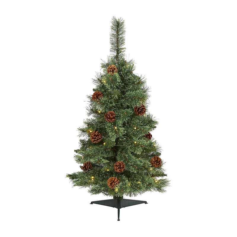 Nearly Natural 3 Foot Pre-Lit Pine Christmas Tree